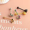 Skull 304 Stainless Steel Straight Barbell 15 Gauge Piercing Tongue Rings for Women Men FS-WG07D05-04-3