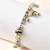 Brass Enamel Round Beads Charm Bracelets for Women BJEW-D317-11B-PG-3