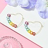 Heart Glass Seed with Brass Hoop Earrings EJEW-MZ00144-2