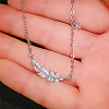 Leaf Brass Micro Pave Clear Cubic Zirconia Pendant Necklaces for Women FS-WGF074F-01-5