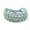 Natural Amazonite Round Beaded Multi-strand Bracelets for Men Women BJEW-G743-02A-4