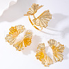 Ginkgo Leaf Alloy Cuff Bangle & Cuff Ring & Stud Earring FS-WGAADEF-01-5