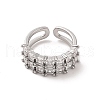 Brass Micro Pave Cubic Zirconia Open Cuff Rings RJEW-R146-10P-3