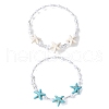 2Pcs 2 Colors Synthetic Turquoise Beaded Bangles BJEW-JB11588-2