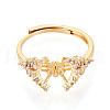 Brass Micro Pave Cubic Zirconia Adjustable Ring Settings KK-T076-09G-2
