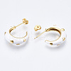 Brass Enamel Stud Earrings EJEW-T014-08G-05-NF-3