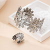 Flower Alloy Cuff Bangles & Cuff Rings Sets FS-WGBD273-02-1