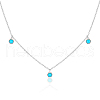 925 Sterling Silver Pave Synthetic Turquoise Moon Pendant Cable Chain Necklaces AL5793-8-1