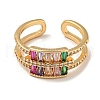 Brass with Cubic Zirconia Open Cuff Rings RJEW-B052-09G-2