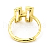Mixed Color Enamel Initial Letter Adjustable Ring with Clear Cubic Zirconia RJEW-P045-01G-H-3