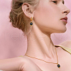 Glass Rectangle Charms with Golden Tone Brass Loops PALLOY-HY00011-6