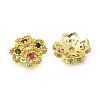 Flower Brass Micro Pave Cubic Zirconia Bead Caps KK-K300-01A-G-2