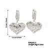 French Style Heart Brass Clear Cubic Zirconia Hoop Earrings OS1413-1-2