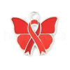 No To Drugs Red Awareness Ribbon Theme Alloy Enamel Pendants ENAM-C026-02E-S-1