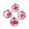 Transparent Clear Epoxy Resin & Dried Flower Pendants RESI-S383-075-C03-1