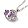 Resin Heart Pendant Necklace with Singapore Chains NJEW-C003-01E-1