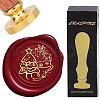 Brass Wax Seal Stamps with Wood Handle AJEW-WH0412-0091-1