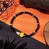 3Pcs 3 Styles Halloween Skull & Candy Corn Acrylic and Synthetic Magnesite Bracelet Sets BJEW-JB10525-4