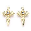 Alloy with Rhinestone Pendants PALLOY-N176-12KCG-NR-2