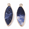 Edge Golden Plated Natural Sodalite Pendants G-T131-06C-2