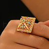 Brass Micro Pave Cubie Zirconia Geometric Hollow Adjustable Finger Rings for Women DH2943-4-2