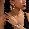 Hollow Out Evil Eye Alloy Resin Cuff Bangles & Cuff Rings & Stud Earrings Sets FS-WG3F92B-01-3