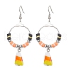 Halloween Candy Corn Handmade Lampwork & Polymer Clay Dangle Earrings for Women EJEW-JE05893-01-1