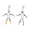 Round Handmade Evil Eye Lampwork Beads with Imitation Austrian Crystal Beads and 201 Stainless Steel Links and Zinc Alloy Lobster Claw Clasps Decorations HJEW-JM03033-2