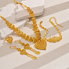 Luxurious Middle Eastern Alloy Hollow Heart Pendant Tassel Bracelets & Earrings & Necklaces & Rings Sets XT0029-4