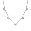 Rhodium Plated 925 Sterling Silver Pave Clear Cubic Zirconia Cable Chain Heart Tassel Necklaces for Women NJEW-Q342-15P-1