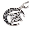 Moon with Trinity Knot 304 Stainless Steel Enamel Pendant Necklaces for Men Women NJEW-G087-10P-2