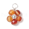 Natural Amazonite & Apatite & Rose Quartz & Amethyst & Red Agate Faceted Round Beaded Pendants PALLOY-JF03606-02-3