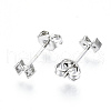 Brass Micro Pave Clear Cubic Zirconia Stud Earrings EJEW-T046-31P-NF-2