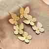 Textured Butterfly Brass Stud Earrings EJEW-R025-26G-2