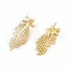 Rack Plating Brass Micro Pave Cubic Zirconia Stud Earrings for Women EJEW-H091-23G-1