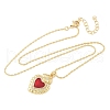 Brass Micro Pave Clear Cubic Zirconia Scared Heart Pendant Necklaces NJEW-D306-05G-2