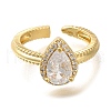 Rack Plating Brass Micro Pave Cubic Zirconia Open Cuff Rings for Women RJEW-S244-02G-A-2