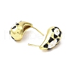 Teardrop with Flower Real 18K Gold Plated Brass Enamel Stud Earrings EJEW-L270-013G-01-2