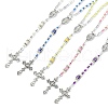 Cross & Virgin Mary Alloy Rosary Bead Necklaces NJEW-JN05123-2