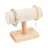 Velvet T-Bar Bracelet Display Stands with Wood Base BDIS-WH0003-29-8