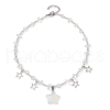Opalite & Alloy Star Charms Bib Necklace with Chips Beaded Chains NJEW-JN04512-02-3