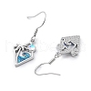 Brass Glass Dangle Earrings EJEW-B134-02-3