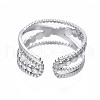 304 Stainless Steel Criss Cross Open Cuff Ring RJEW-T023-23P-2