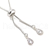 Brass Pave Clear Cubic Zirconia Rectangle Slider Bracelet Making BJEW-U005-01S-3