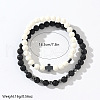 2Pcs 2 Styles Cross Lava Rock Round Beads Stretch Bracelets for Men HI1764-4