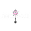 Flower 304 Stainless Steel Cubic Zirconia Eyebrow Curved Barbell Rings WG008EB-01-1