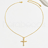 Cool Hip-hop Style 925 Sterling Silver Crystal Rhinestone Cross Pendant Necklaces for Daily Wear AF7558-1-2