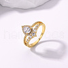 Brass Micro Pave Cubic Zirconia Double Layer Finger Rings IQ6889-1-5