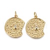 Hammered Brass Micro Pave Clear Cubic Zirconia Pendants KK-F821-19-2