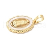 Brass Pave Natural White Shell Pendants KK-S522-07B-G-2